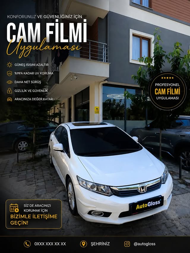 Honda Civic oto cam filmi uygulaması